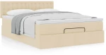Οθωμανικό κρεβάτι με στρώμα Cream 140x190cm ύφασμα Κρεμ 3311627
