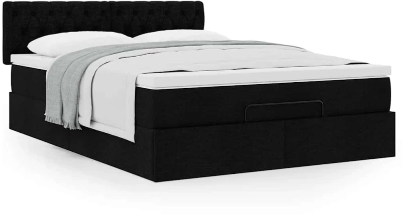 Οθωμανικό κρεβάτι με στρώμα Μαύρο 140x190cm Ύφασμα Μαύρο 3311541