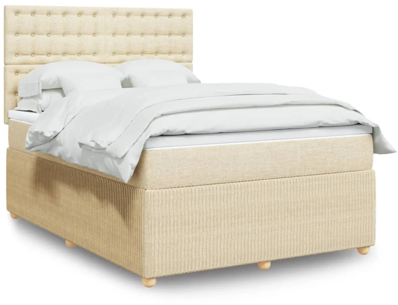 Κρεβάτι Boxspring με Στρώμα Κρεμ 140x190 εκ. Υφασμάτινο Κρεμ 3292070