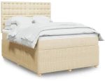 Κρεβάτι Boxspring με Στρώμα Κρεμ 140x190 εκ. Υφασμάτινο Κρεμ 3292070