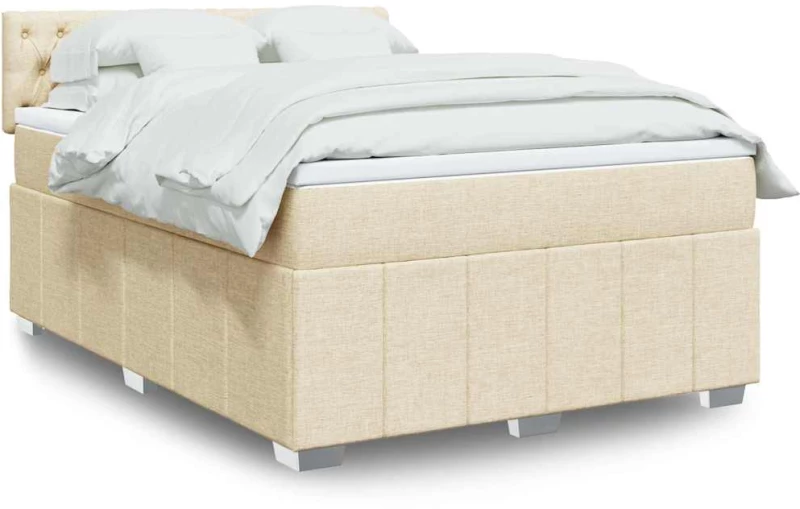 Κρεβάτι Boxspring με Στρώμα Κρεμ 140x190 εκ. Υφασμάτινο Κρεμ 3287075