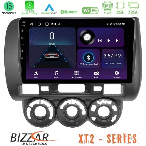 Bizzar XT2 Series 4Core Android13 2+32GB Honda Jazz 2002-2008 (Manual A/C) Navigation Multimedia Tablet 9" U-XT2-HD0589