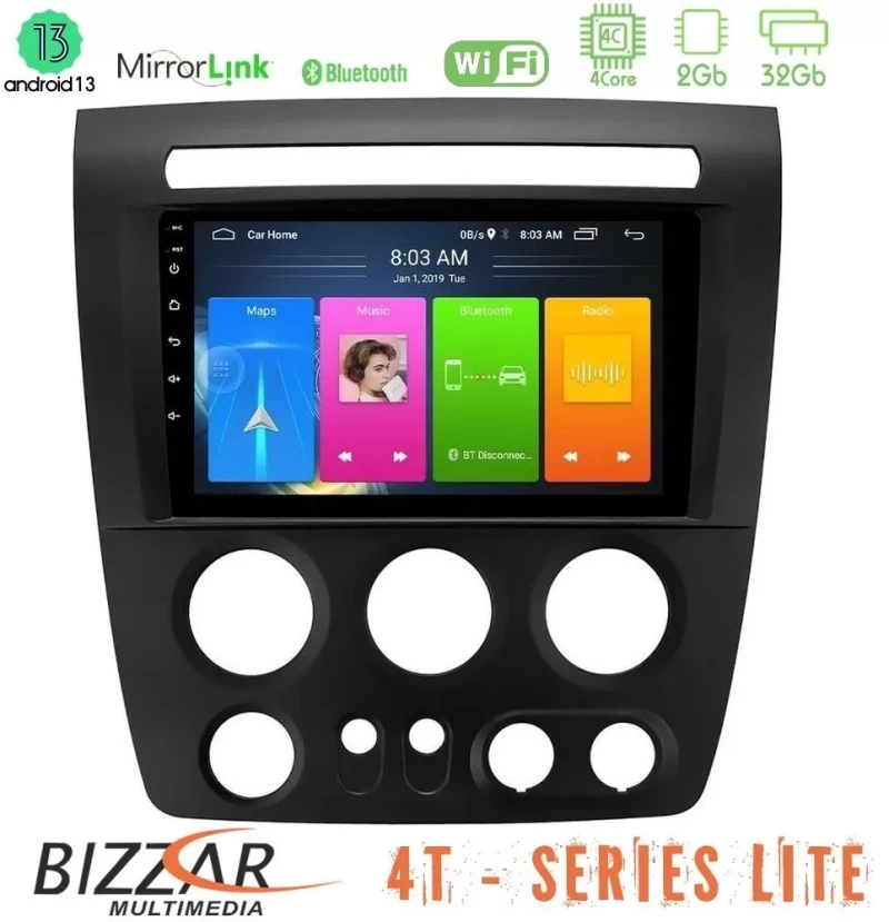 Bizzar 4T Series Hummer H3 2005-2009 4Core Android13 2+32GB Navigation Multimedia Tablet 9" U-LVB-HU1056