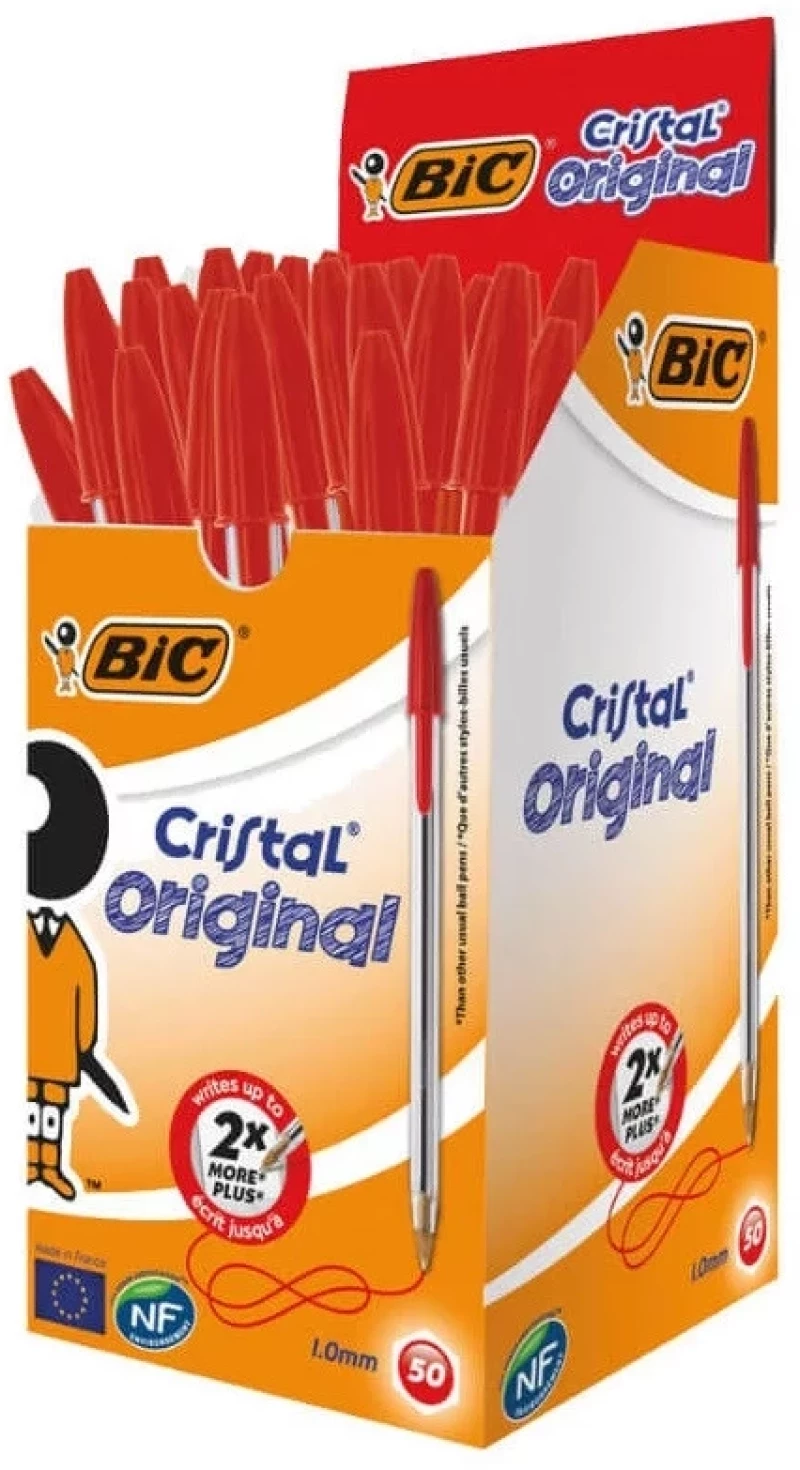 Στυλό BIC CRISTAL κόκκινο κουτί 50 τεμαχίων