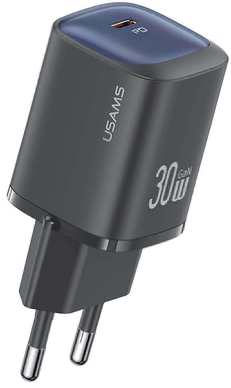 USAMS φορτιστής τοίχου US-CC251, USB-C, 30W, GaN, μαύρος