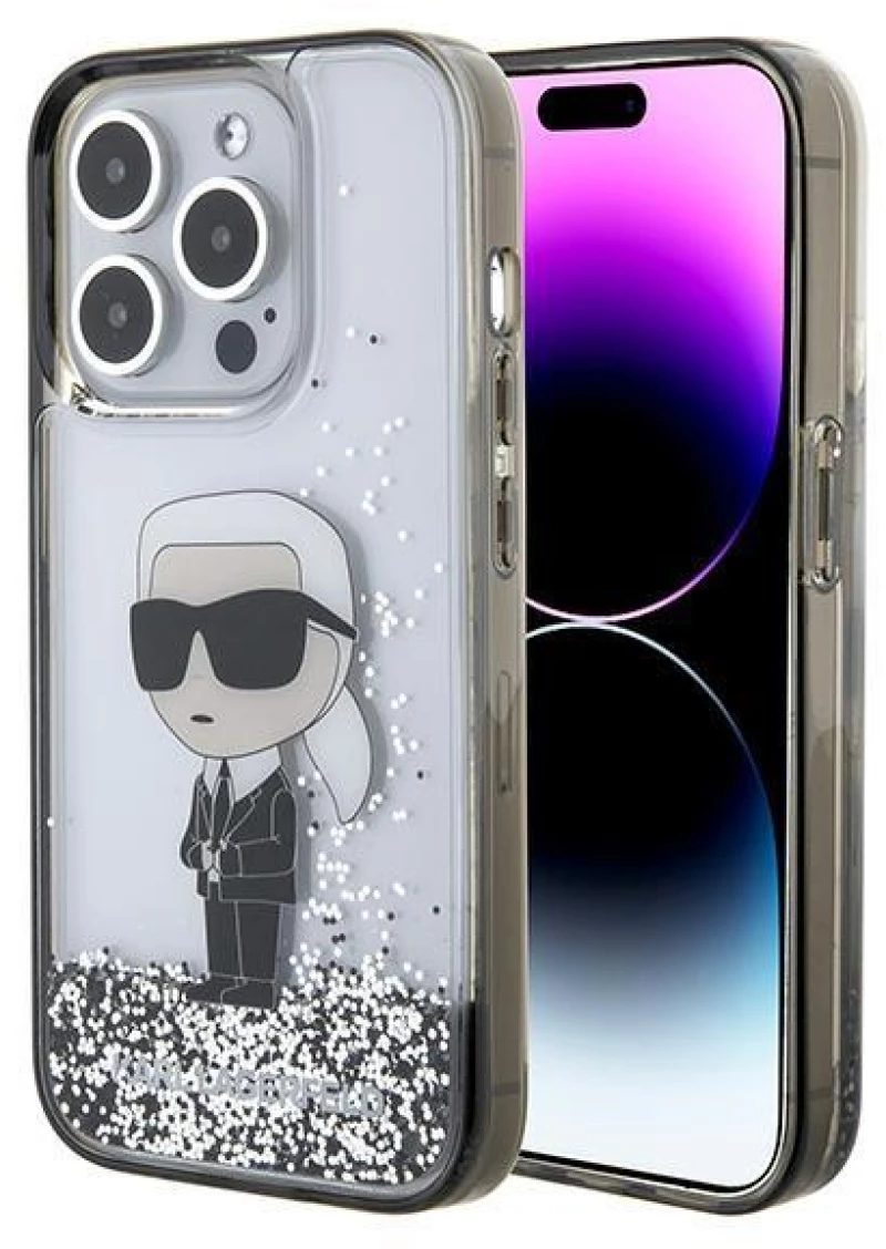 Karl Lagerfeld KLHCP15LLKKNSK iPhone 15 Pro 6.1" transparent hardcase Liquid Glitter Ikonik