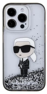 Karl Lagerfeld KLHCP15LLKKNSK iPhone 15 Pro 6.1" transparent hardcase Liquid Glitter Ikonik