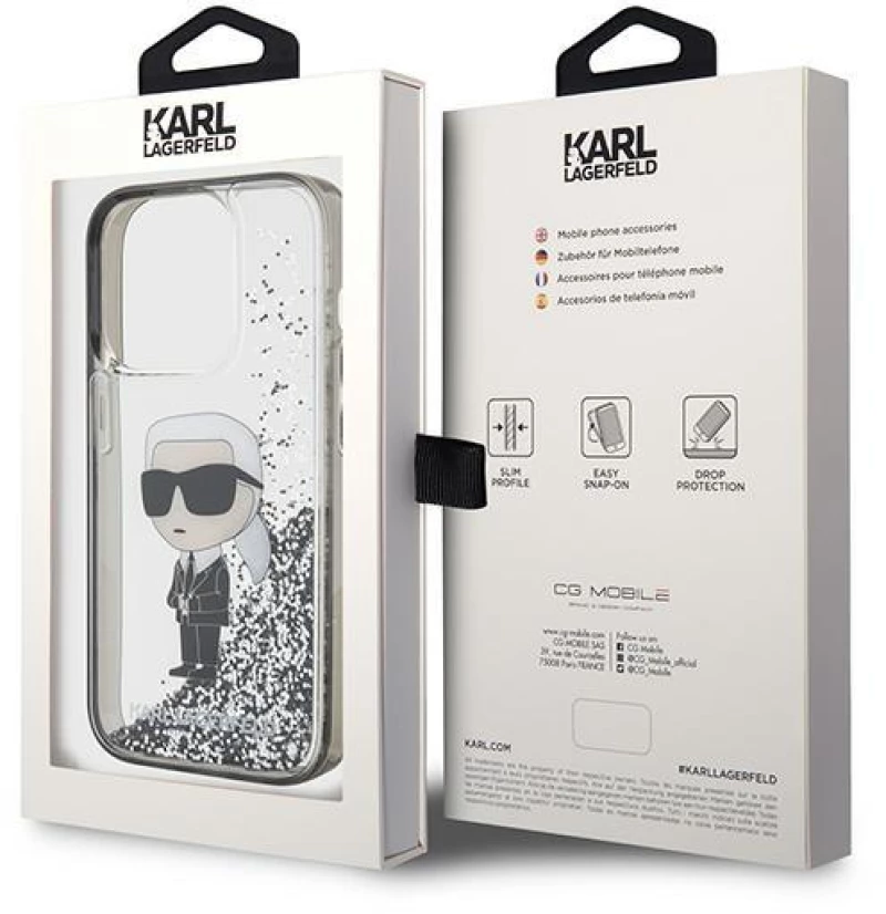 Karl Lagerfeld KLHCP15LLKKNSK iPhone 15 Pro 6.1" transparent hardcase Liquid Glitter Ikonik