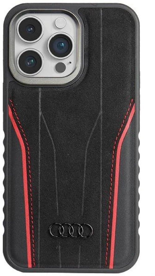 Audi Genuine Leather case with MagSafe for iPhone 14 Pro Max - black and red