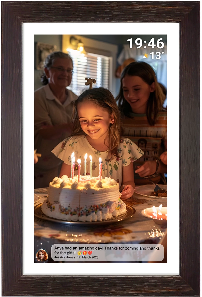 Denver Frameo PFF-1543DW 15.6" Digital Frame - Brown