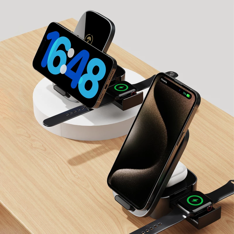 Dudao A11Pro+ inductive charger 15W 3in1 for phone / smartwatch / headphones - black