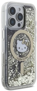 Hello Kitty HKHMP16XLGDIK iPhone 16 Pro Max 6.9" black gold hardcase Liquid Glitter Fever MagSafe
