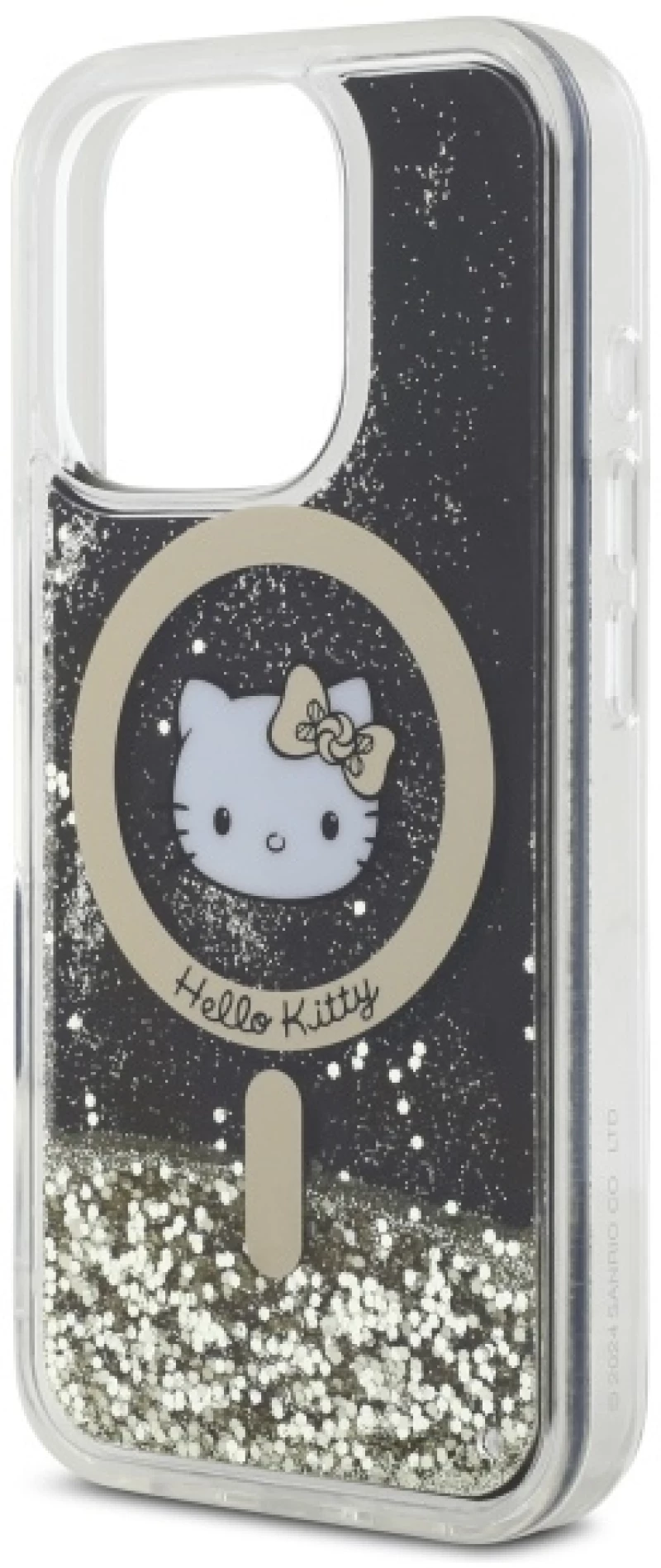 Hello Kitty HKHMP16XLGDIK iPhone 16 Pro Max 6.9" black gold hardcase Liquid Glitter Fever MagSafe