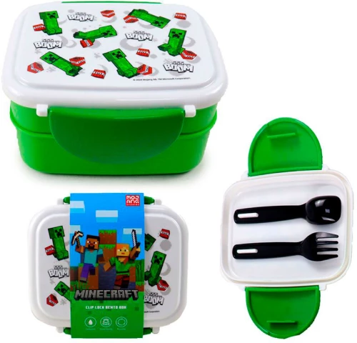 Minecraft TNT lunch box + cutlery