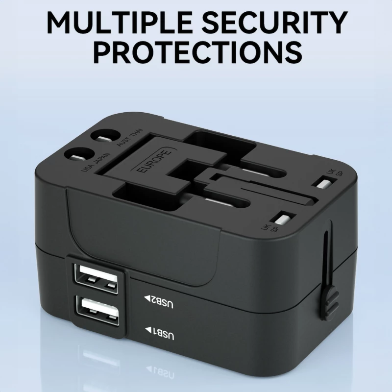 Wozinsky WUTWC travel adapter universal 24W EU / US / AUS / UK / 2x USB-A - black