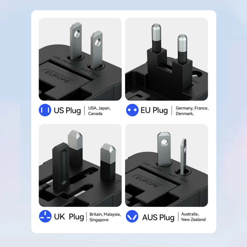 Wozinsky WUTWC travel adapter universal 24W EU / US / AUS / UK / 2x USB-A - black