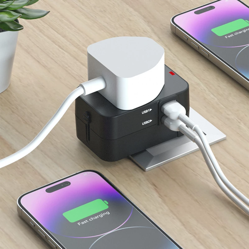 Wozinsky WUTWC travel adapter universal 24W EU / US / AUS / UK / 2x USB-A - black