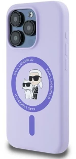 Karl Lagerfeld Silicone Karl&Choupette Heads Ring MagSafe Case for iPhone 15 Pro - Purple