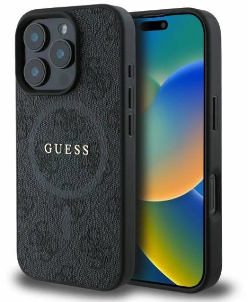 Guess 4G Ring Classic Logo MagSafe case for iPhone 16 Pro - black