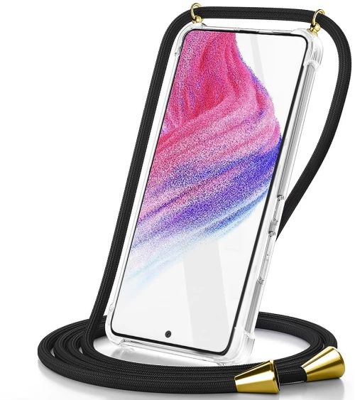 Θήκη Ancus Crossbody για Apple iPhone 16 Plus Διάφανη με Κορδόνι Μαύρο