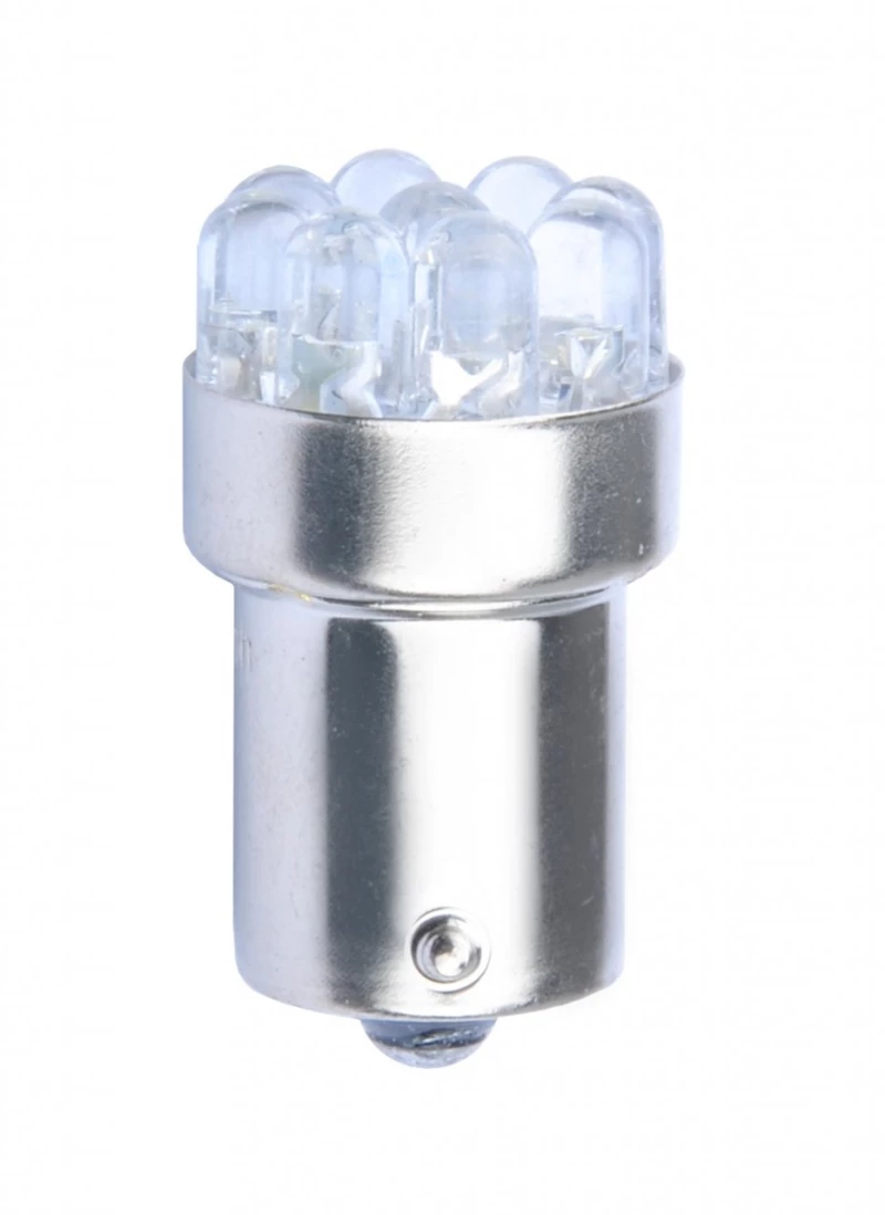 R10W 12V BA15s LED 9xFlux 5mm ΜΟΝΟΠΟΛΙΚΟ ΛΕΥΚΟ M-TECH - 1 τεμ.