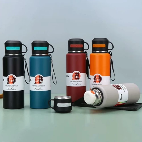 Ανοξείδωτο μπουκάλι θερμός με φλιτζάνι 1200ml JB-3603 5 χρώματα Μαύρο, Μπλε, Γκρί, Κόκκινο, Πορτοκαλί