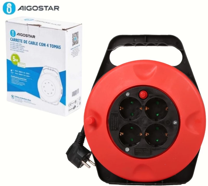 Μπαλαντέζα Καρούλι 4 Θέσεων με Καλώδιο 5m – Aigostar