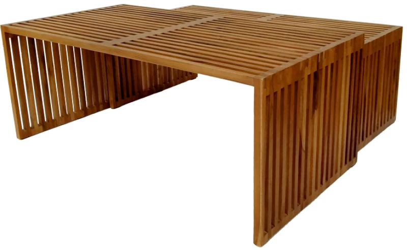Τραπέζι Tinnie  σετ 2τεμ teak ξύλο σε φυσική απόχρωση