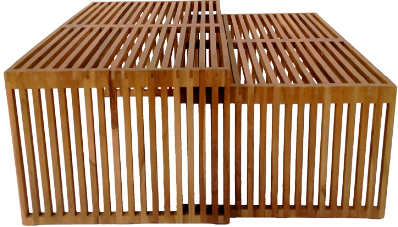 Τραπέζι Tinnie  σετ 2τεμ teak ξύλο σε φυσική απόχρωση