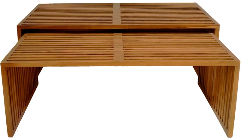Τραπέζι Tinnie  σετ 2τεμ teak ξύλο σε φυσική απόχρωση