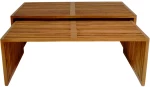 Τραπέζι Tinnie  σετ 2τεμ teak ξύλο σε φυσική απόχρωση