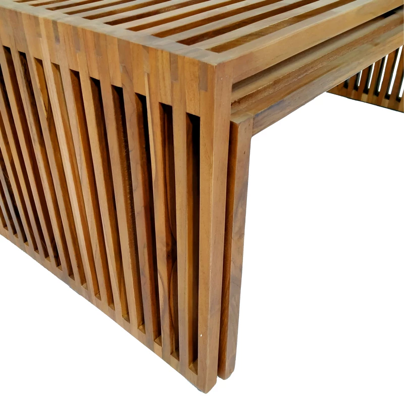 Τραπέζι Tinnie  σετ 2τεμ teak ξύλο σε φυσική απόχρωση