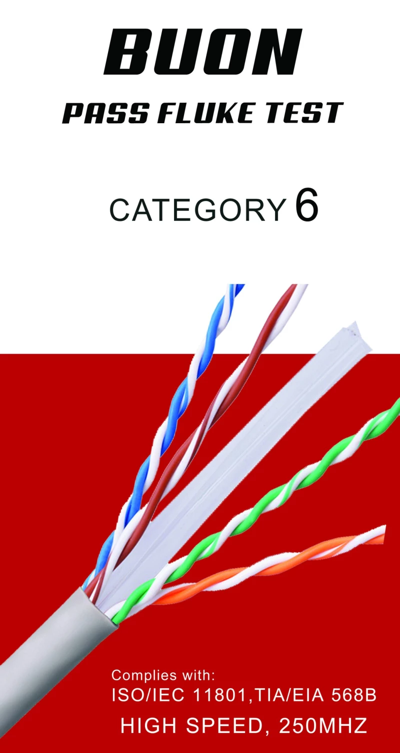 BUON 100 UTP CAT6 CABLE WITH PASS FLUKE TEST CCA 0.57MM 23AWG CCA 305M  FLUKE Channel 90M