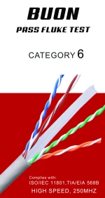 BUON 100 UTP CAT6 CABLE WITH PASS FLUKE TEST CCA 0.57MM 23AWG CCA 305M  FLUKE Channel 90M