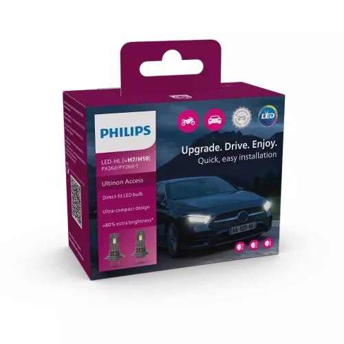 Philips Λάμπες Ultinon Access H7 / H18 LED 6000K Ψυχρό Λευκό 12V 16W 2τμχ 11972U2500CX