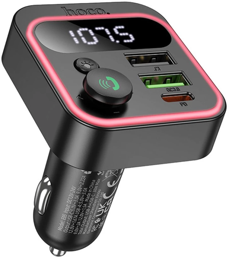 Hoco E85 Transmitter 38W Car Bluetooth Usb Mp3 Player Μαύρο