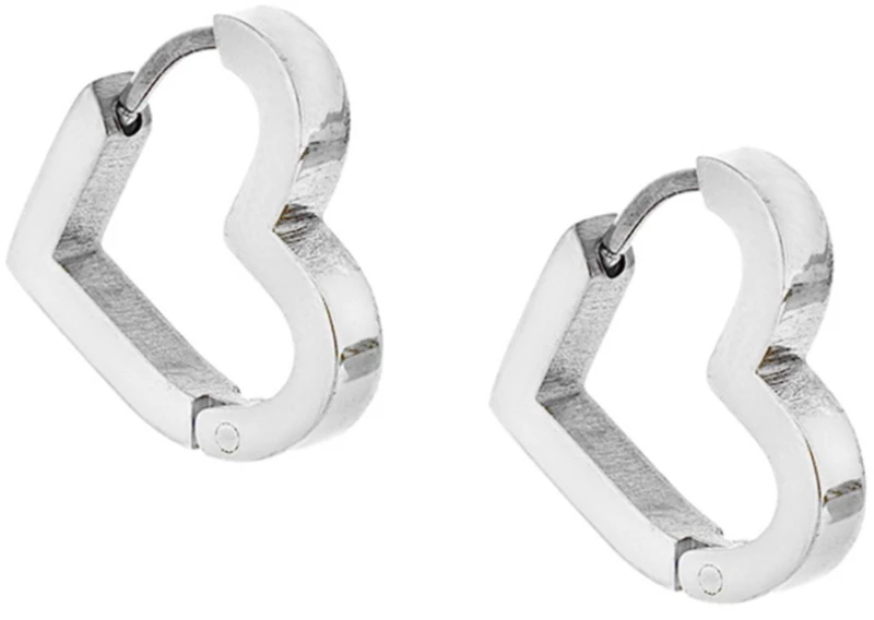 Σκουλαρίκια Κρίκοι SENZA Steel καρδιά 1.5cm