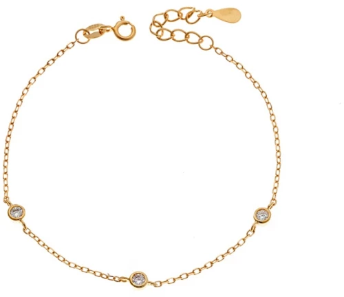 Βραχιόλι Γυναικείο Senza από επιχρυσωμένο ασήμι 925, με λευκά ζιργκόν