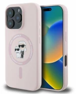 Karl Lagerfeld Θήκη Liquid Silicone Karl and Choupette MagSafe iPhone 16 Pro Pink