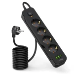 Tech-Protect Πολύπριζο με 2 x USB & 1 x Type-C & 4 x Πρίζες με Καλώδιο 2m Black