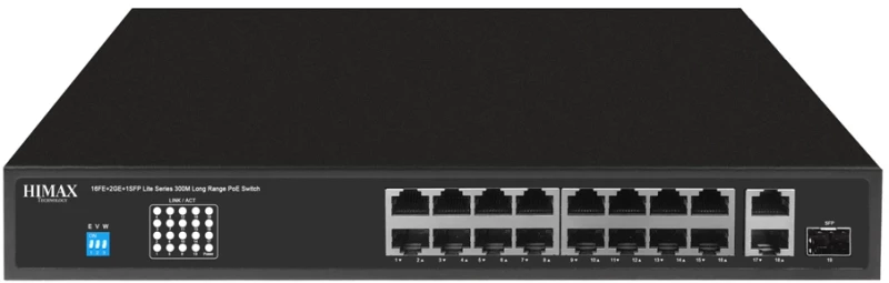 HIMAX PoE switch PS11602FE-L, 16x Ethernet PoE/2x Ethernet/2x SFP θύρες, έως 1000Mbps