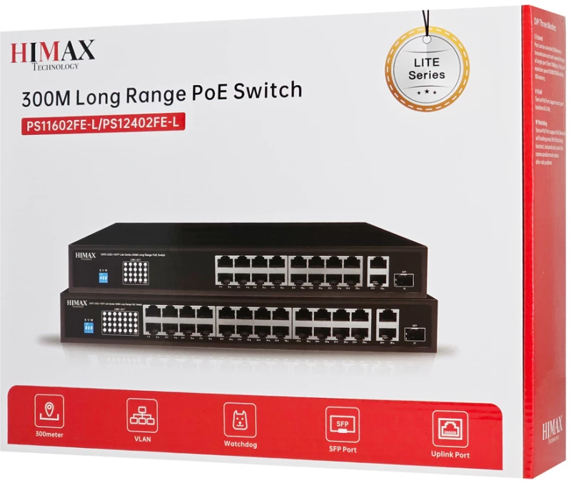 HIMAX PoE switch PS11602FE-L, 16x Ethernet PoE/2x Ethernet/2x SFP θύρες, έως 1000Mbps