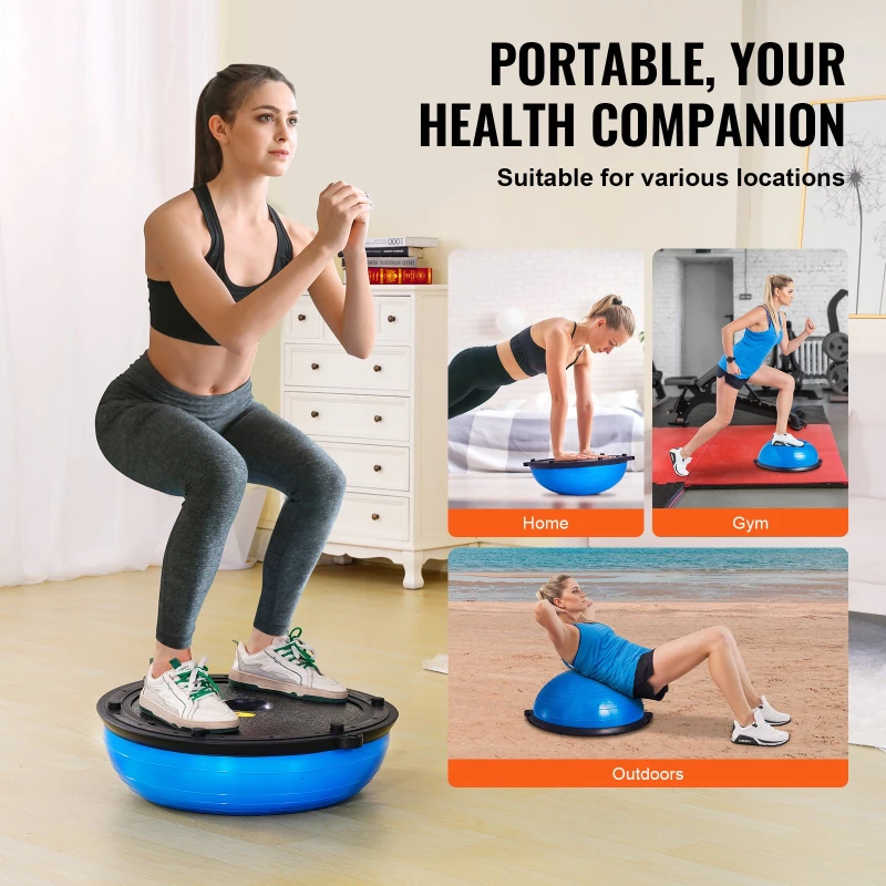 VEVOR 23" Half Exercise Ball Trainer Yoga Balance Stability Band Resistance Ball