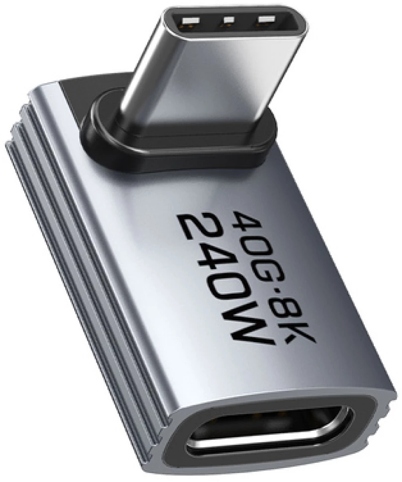 CABLETIME αντάπτορας USB-C CT-OTG42-AG, γωνιακός, USB4, 240W, 40Gbps, 8K, γκρι