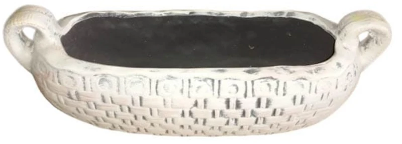Κεραμική Ζαρντινιέρα Με Λουλούδια 16cm×38cm Λευκό