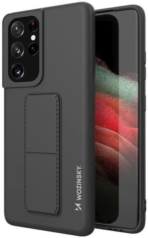 Wozinsky Kickstand Case flexible silicone cover with a stand Samsung Galaxy S21 Ultra 5G black