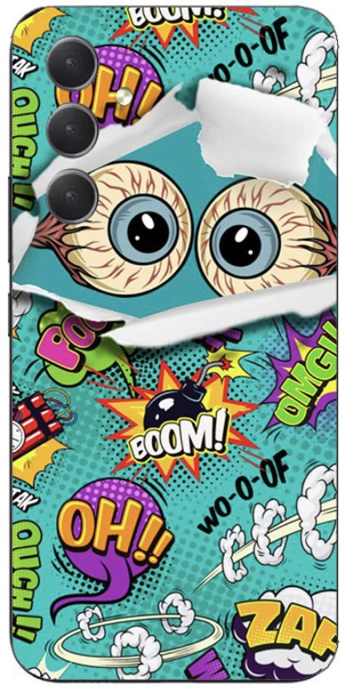 Comic Eyes Silicone Case θήκη για Samsung Galaxy A54 5g green