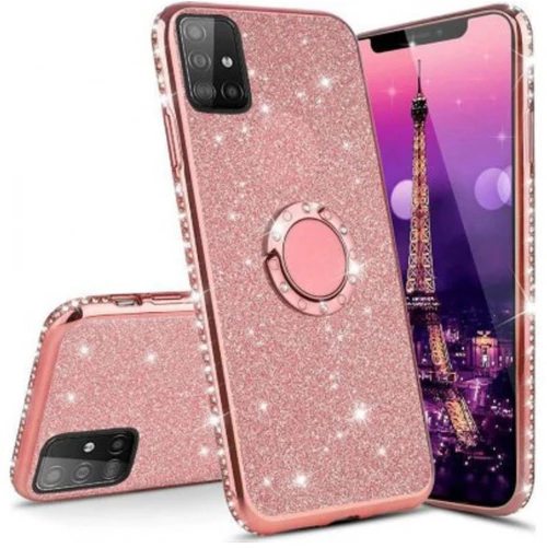 Θήκη Diamond Ring Glitter pink Θήκη για SAMSUNG GALAXY A41
