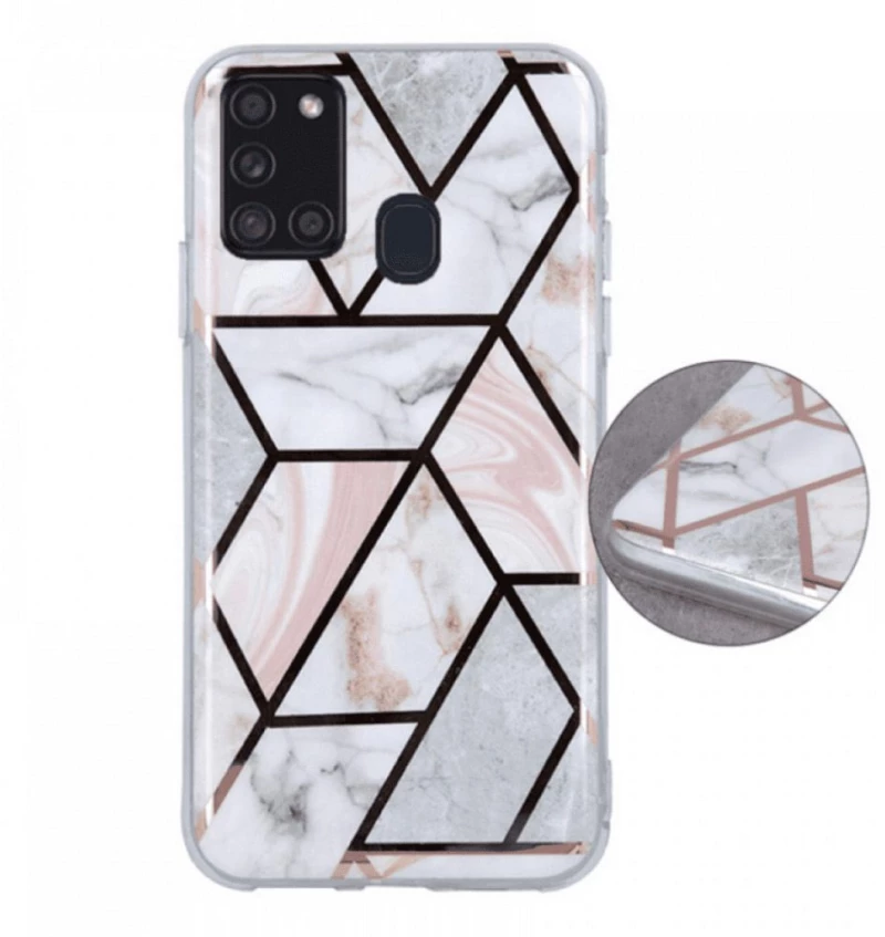 Geometric Marmur Case Θήκη για Samsung A21s pink*