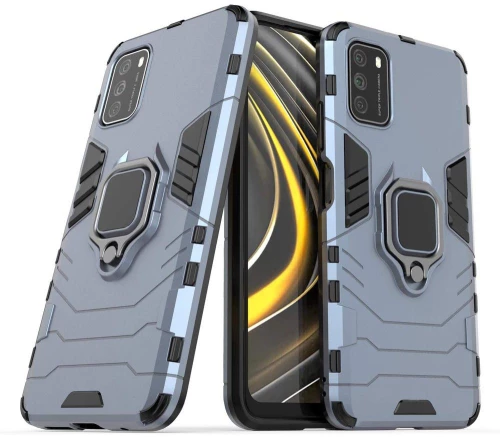 Ring Armor Case Kickstand Tough Rugged Cover Θήκη για Xiaomi Poco M3 / Xiaomi Redmi 9T blue